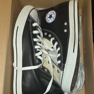 Converse Leather Chuck Taylor High-Top Black & White Sneakers (Size 11)